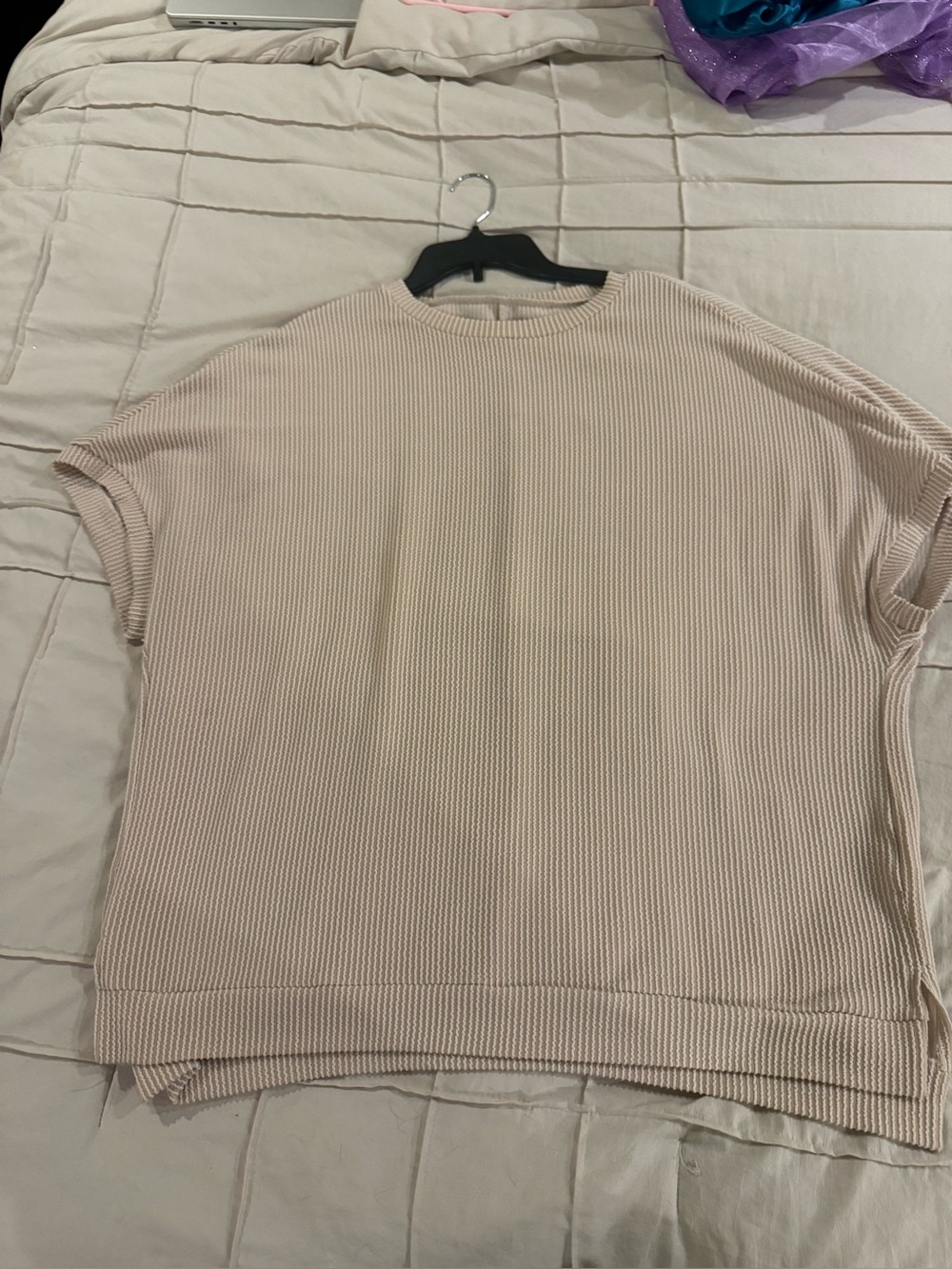 Easy Knit Crewneck Top in Soft Beige - Size 1X
